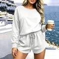 thumbnail image 5 of Ashirexll 2 Piece Sets for Women Solid Color Round Neck Long Sleeve Sweatshirt Top with Elastic Waist Jogger Pants Sporty Set, 5 of 6