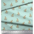 thumbnail image 3 of Soimoi Green Georgette Viscose Fabric Dot & Deer Animal Print Fabric by the Yard 42 Inch Wide, 3 of 3