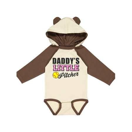 

Inktastic Daddys Little Pitcher Softball Gift Baby Girl Long Sleeve Bodysuit