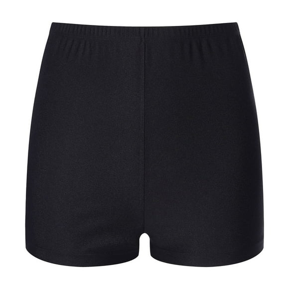 Jowowha Womens Dance Shorts Elastic Solid Color Short Pant Athletic Workout Yoga Biker Bottoms Black L