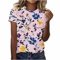 thumbnail image 1 of Pisexur Hauts pour Femmes Blouses Décontractées Mode Été Imprimé Manches Courtes Col Rond, Multicolore, 5TG, 1 of 4