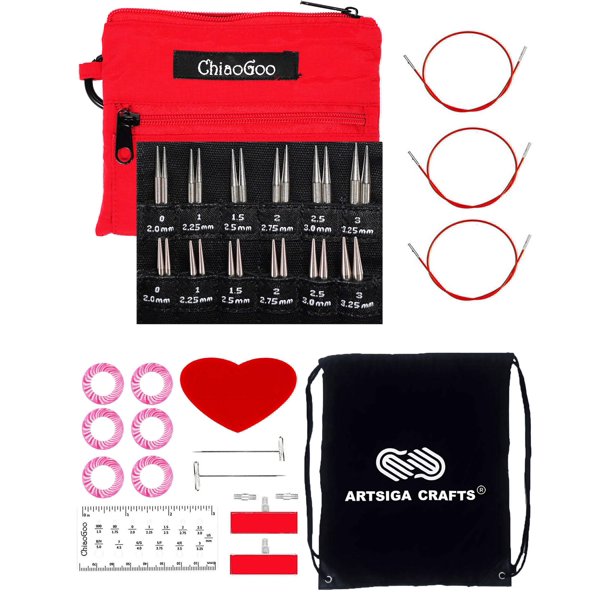 Set de agujas de tejer ChiaoGoo Twist Red Lace de 12 pares