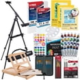 thumbnail image 1 of U.S. Art Supply 70-Piece Artist Watercolor Painting Set with Aluminum Field Easel, Wood Table Easel, 60 Watercolor Paint Colors, 34 Brushes, 2 Stretched Canvases, 6 Canvas Panels, 3 Paper Painting Pad, 1 of 4