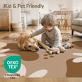 thumbnail image 4 of ODIKA 9'x12' Taupe Abstract Leaf Daisy Check Washable Area Rug Modern Graphic Design With Shapes And Retro Motifs Non-Shedding, Easy Care for Master Suite, California King, Under Bed, 4 of 7