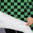 thumbnail image 3 of Oversized Wearable Blanket Hoodie,Green and Black Checkerboard Pattern Sherpa Blanket Hoodie with Super Pockets,Super Warm Fuzzy Pullover for Women & Men, 3 of 6