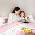 thumbnail image 4 of Erosebridal Cute Capybara Full Size Comforter Sets,Pink Bowknot Ribbon Bows Bedding Sets For Girls Kids ,Reversible Pink 3 Pieces, 4 of 7