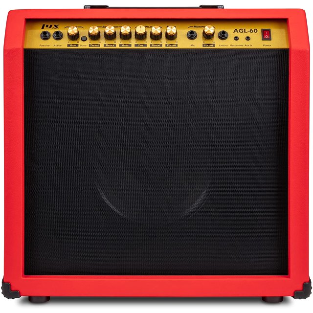 LyxPro Electric Guitar Amplifier 60 Watt Guitar Amp w/Built-In Speaker - Red