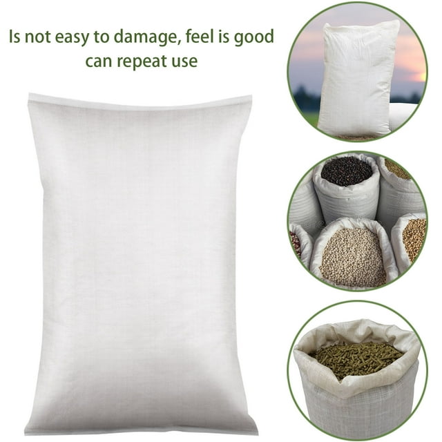 Tyeign Thick White Plastic Woven Bag for Flood Protection, Sandbag Packaging Bags - Home & Outdoor Use, 15X24In