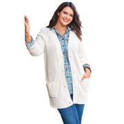 Woman Within Women's Plus Size Button-front Shaker Cardigan Color: Ivory Size: 3X