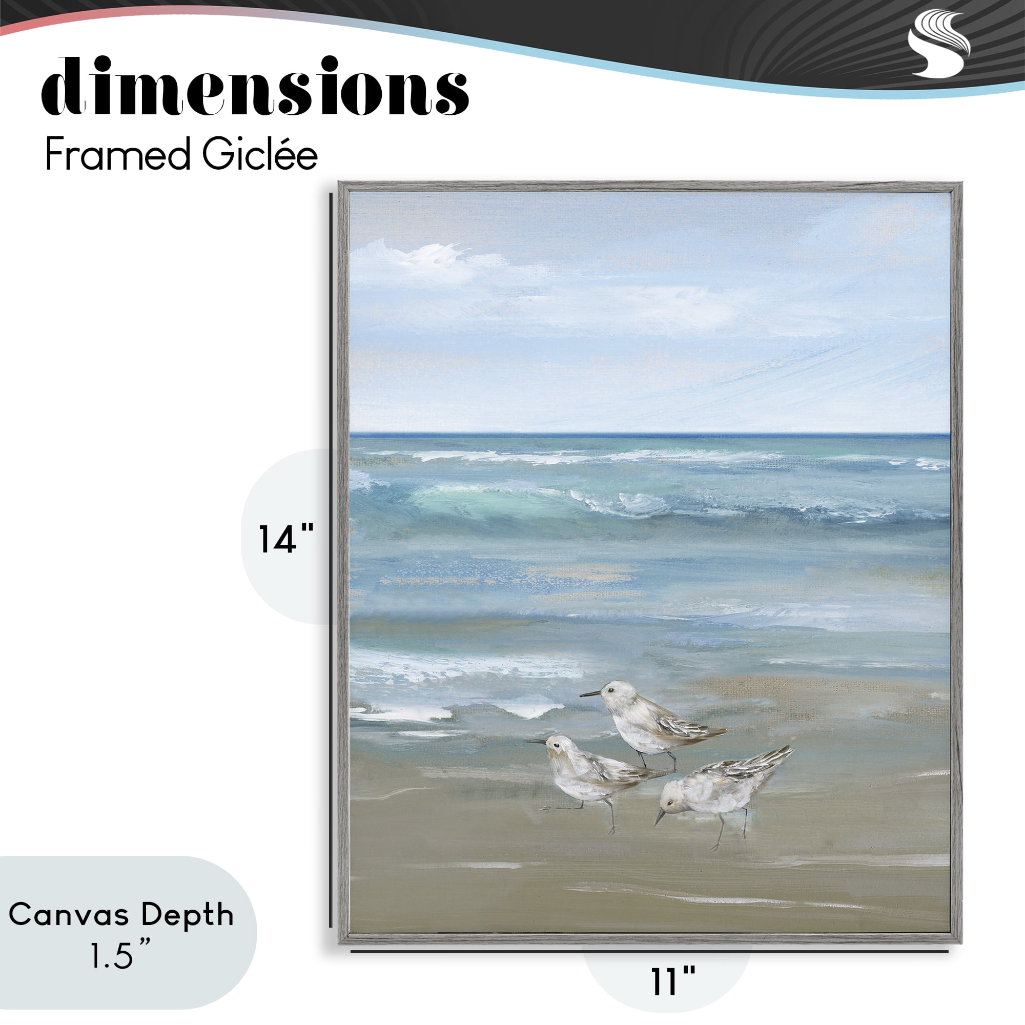 Stupell Industries Sanderlings on Gentle Waves Gray Framed Giclee Art, design by Nan