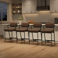 thumbnail image 3 of Bar Stools Set of 2 w/Backrest, 27" Counter Height Bar Stool with Armrest & Footrest, Tall Bar Chairs Thick Cushion & Thickened Metal Legs, for Island, Counter Bar, Kitchen，Rustic Brown, 3 of 9