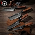 thumbnail image 4 of MITSUMOTO SAKARI Japanese Chef's Knife Set 4 Pcs, Professional Hand Forged Kitchen Chef Knife Set, High Carbon Ultra Sharp Cooking Chefs Knife Set (Rosewood Handle & Sandalwood Box), 4 of 7