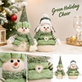 thumbnail image 5 of Green Plush Snowman Figurine Christmas Home Decor, Xmas Winter Table Decor, Christmas Decorations Indoor, Cute Standing Snowman Decoration for Shelf Counter Holiday Home Styling-A, 5 of 6