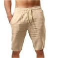 thumbnail image 1 of Plus Size Men Linen Shorts,Mens Cotton Linen Shorts Elastic Waist Drawstring Casual Summer Beach Yoga Short,Mens Linen Shorts Drawstring, 1 of 5