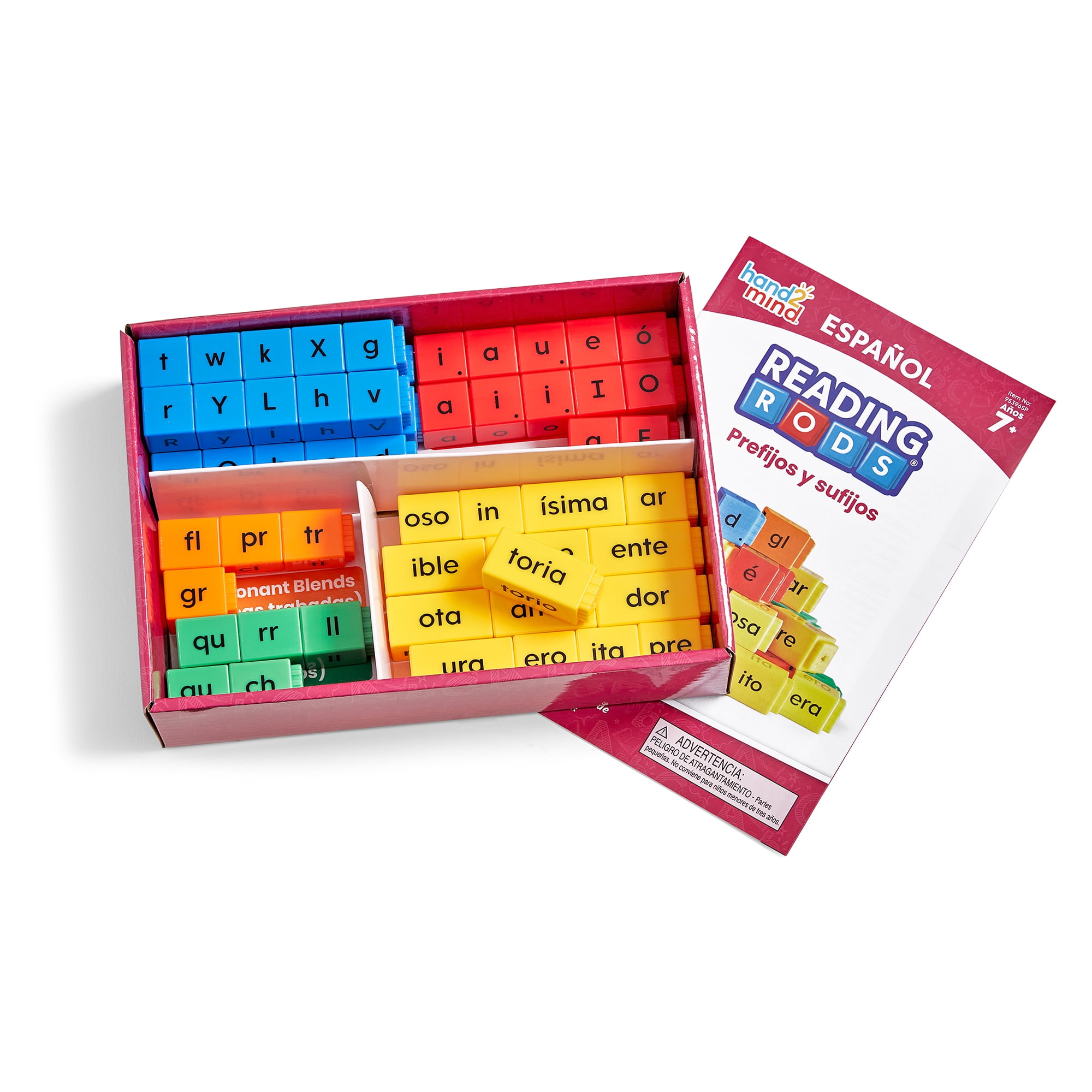 hand2mind Spanish Reading Rods Prefixes & Suffixes, Word Building Activities, Spelling Toys Phonemic Awareness
