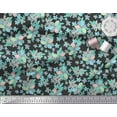 thumbnail image 2 of Soimoi Black Cotton Duck Fabric Leaves & Periwinkle Floral Print Sewing Fabric Yard 42 Inch Wide, 2 of 3