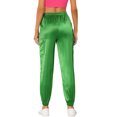 thumbnail image 3 of INSPIRE CHIC Women's Satin Cargo Joggers High Waisted Elastic Waist Casual Pants L Light Green, 3 of 6