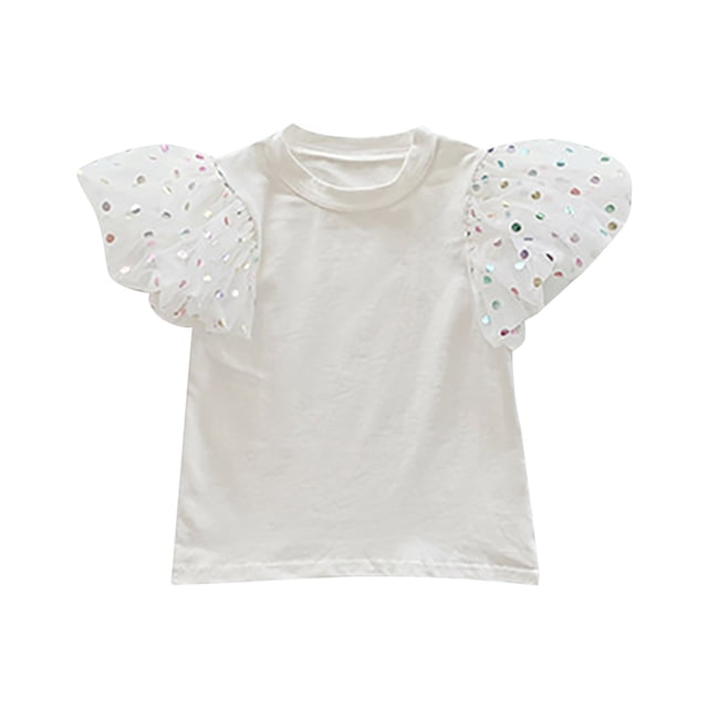 Undershirt Pack Winter Graphic Tee Girls Color Dot Sleeve T Shirt Summer Crewneck Solid Color