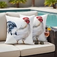 thumbnail image 5 of White Blue Rooster Pillow Covers 2 Pack Country Vintage Pastoral Animals Chicken Farmhouse Pillowcase Waterproof Outdoor Throw Pillow Cover for Patio Garden Square Cushion 20”x20”, 5 of 9