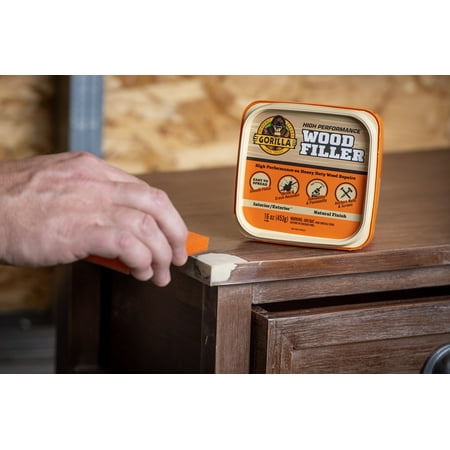 Gorilla Wood Filler 16 Ounce Tub, Natural Wood Finish for Hardware Adhesives - Image 3