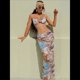thumbnail image 5 of Vestido Maxi de Baño con Estampado Floral Triangular y Espalda Descubierta para Mujer Marrón M, 5 of 9