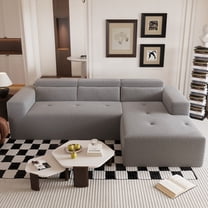 Modern 109'' Teddy Fabric L Shaped Sectional Sofa for Living Room, No Assembly Needed