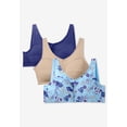 thumbnail image 2 of Comfort Choice Women's Plus Size 3-Pack Cotton Wireless Bra, 2 of 6
