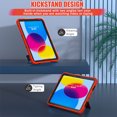 thumbnail image 3 of ELEHOLD Rugged Hybrid Case for iPad 10th Generation 10.9" 2022, Tri-Layers Hard PC Soft Silicone Hidden Kickstand Anti-Scratch Shockproof Heavy Duty Case for Kids Men Women,Red+Black, 3 of 8
