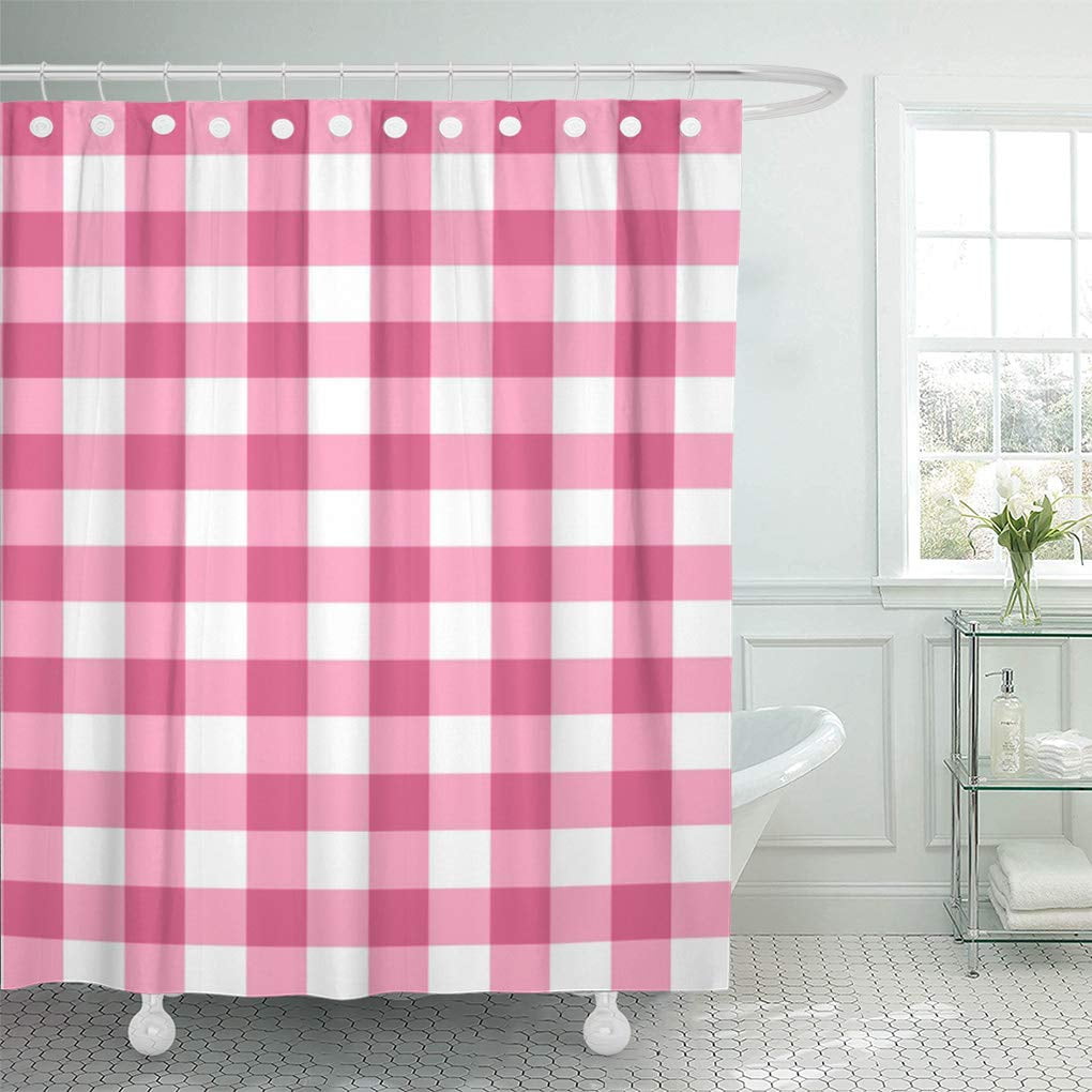 SUTTOM Plaid Pink and White Gingham Check Pattern Checked Checkered