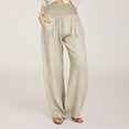 thumbnail image 3 of HomeGardon Linen Pants Women,Pants for Women,Women's Loose Wide Leg Pants High Waist Straight Pants Casual Pants,S-XXXL, 3 of 8