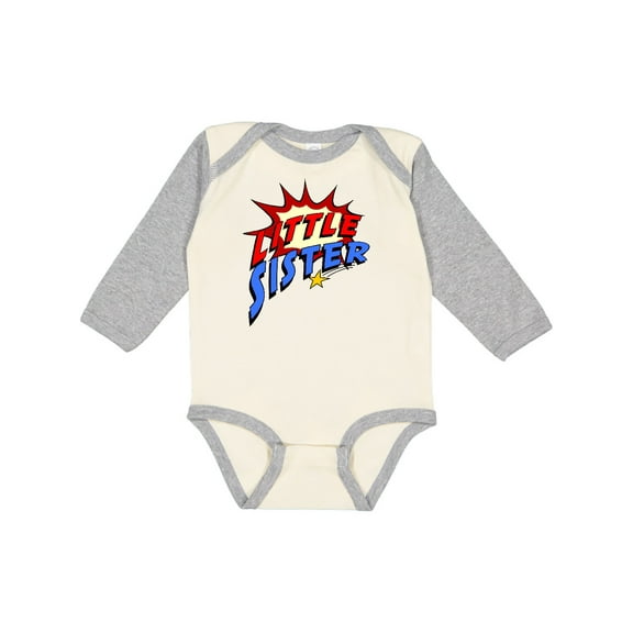 Inktastic Little Sister Superhero Girls Long Sleeve Baby Bodysuit