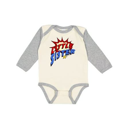 

Inktastic Little Sister Superhero Girls Long Sleeve Baby Bodysuit