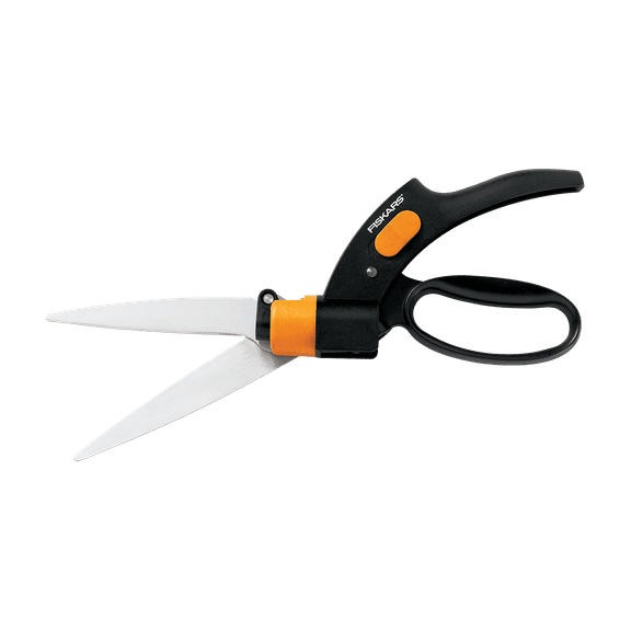 Fiskars Shear Ease Grass Shears - 5" Stainless Steel Blades - 360-Degree Swivel Blade, Black