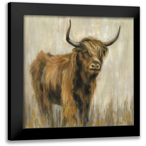 Vassileva, Silvia 12x12 Black Modern Framed Museum Art Print Titled - Highland Mountain Cow