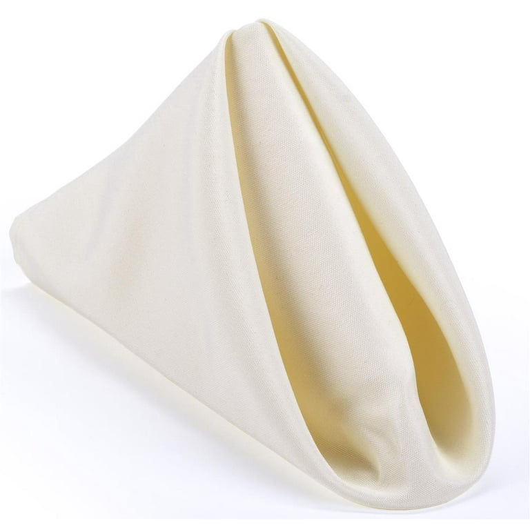 Set of 48 Bulk Cloth Napkins, Choose from Black, Ivory, or White; 20  Square, Made from Durable Polyester (RT20NAPIVR) 