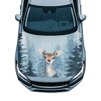 Uorisanigo Car Hood Cover Stretchable Polyester, Snowy Christmas Deer Print Hood Wrap Blanket Suitable for Most Vehicles Sedans Trucks, Car Bonnet All-Season Protection