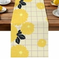 thumbnail image 2 of Summer Chrysanthemum on Plaid Table Runner 13x60in Non-Slip Cotton Linen Table Runners, Country Black Leaves Dresser Scarves TableRunner for Dinner Kitchen Dining Wedding Party, 2 of 9