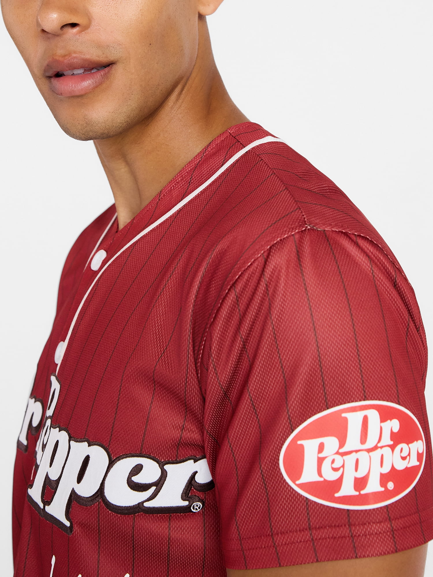 Dr Pepper Men's & Big Men's Graphic Button Up Jersey, Sizes XS-5XL