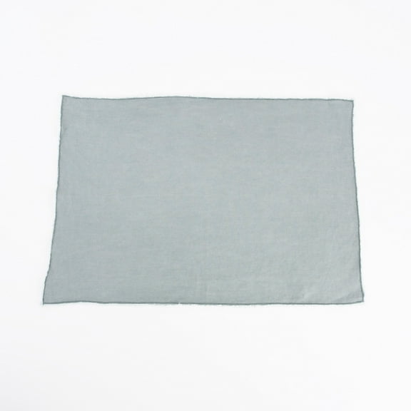 SARO 13009.BG1420B 14 x 20 in. Rectangular Stone Washed Linen Table Placemats - Blue & Grey  Set of 4