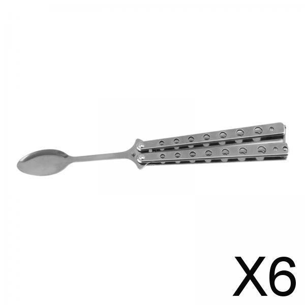 5 cucharas de mariposa para exteriores, cuchara de entrenamiento de mariposa de acero inoxidable, práctica de mariposa para caza de Picnic 6 piezas