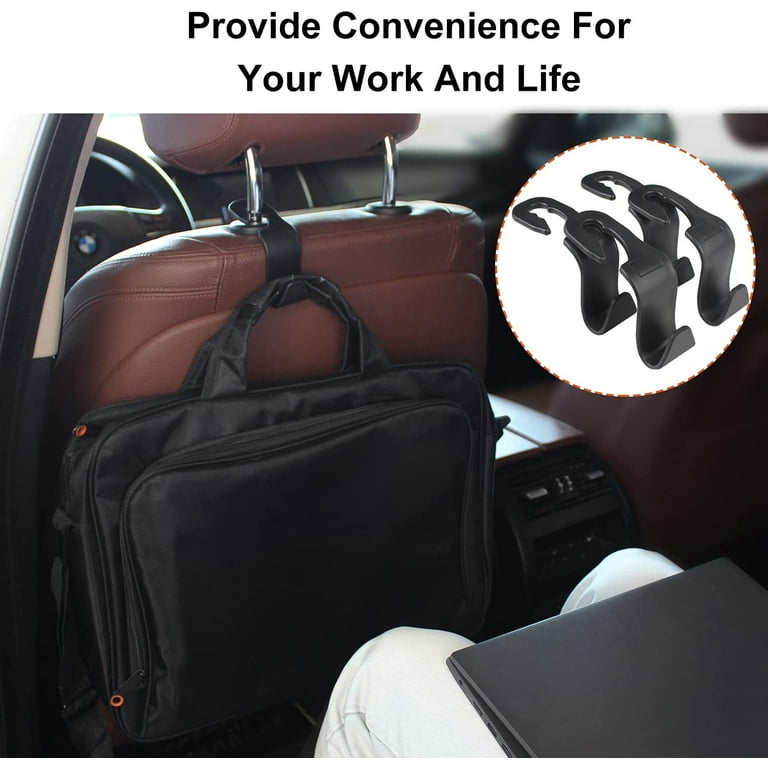 Car Headrest Hooks, Universal Car Vehicle Back Seat Organizer Hanger  Storage Hook, 4 Pack Black Car Hook for Handbag, Purses, Grocery Bags,  Coats, Car