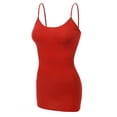 thumbnail image 4 of Emmalise Women Camisole Built in Bra Wireless Fabric Support Long Layering Cami, Small, 3Pk Mustard, Olive, Red, 4 of 6
