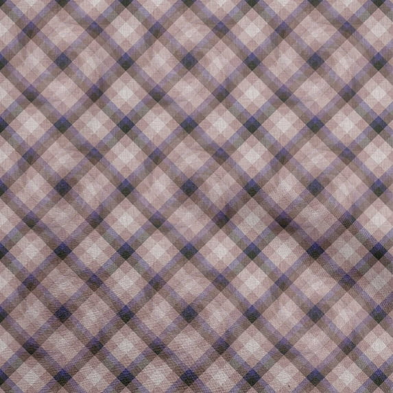 oneOone Cotton Cambric Light Brown Fabric Check Sewing Craft Projects Fabric Prints By Yard 56 Inch Wide