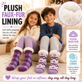 thumbnail image 6 of Girls Chenille Yarn Cabin Socks, 2 Pack, Soft Sole Sherpa Lined with Silicone Grippers, PURPLE, M/L, 6 of 8