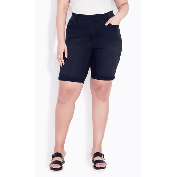 Avenue Women's Plus Size Denim Bermuda Shorts - Black