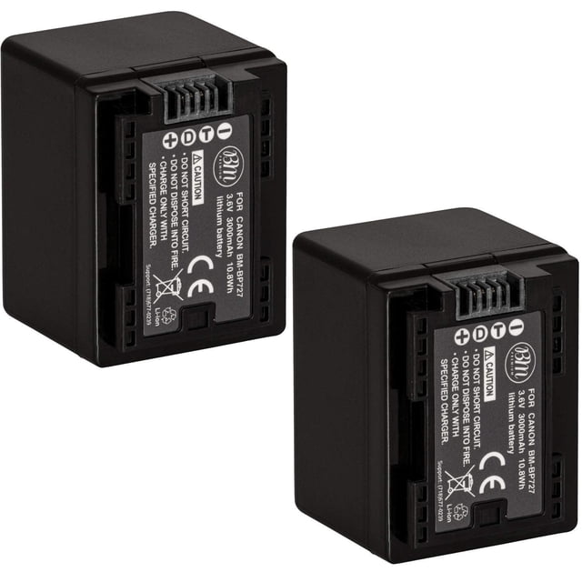 Pack de 2 Baterías BP-727 Premium Decodificadas BM para Videocámaras Canon VIXIA Hfm y Hfr 50 52 500