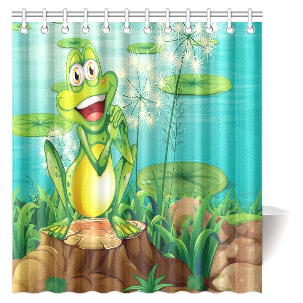 x .. Custom Waterproof Fabric Bathroom Shower Curtain Frog 66" w Free Shipping 
