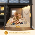 thumbnail image 3 of Loft Bed Twin Size with 7 Storage Drawers, Bookcase and LED Lights, Metal Low Loft Bed with 14" H Safety Guardrail,Inclined Ladder and Play Curtain, Under-Bed Play Space, Black, 3 of 9