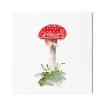 Stupell Industries Red Abstract Mushroom Botanical & Floral Painting Gallery Wrapped Canvas Art Print Wall Art, 17 x 17