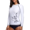 thumbnail image 3 of Women's Long Sleeve Print Rushguard UPF 50+ Tankini Swim Shirt Top, 3 of 6